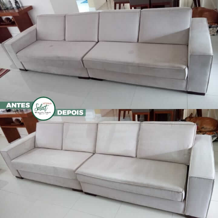 Foto antes e depois limpeza de sofá campinas