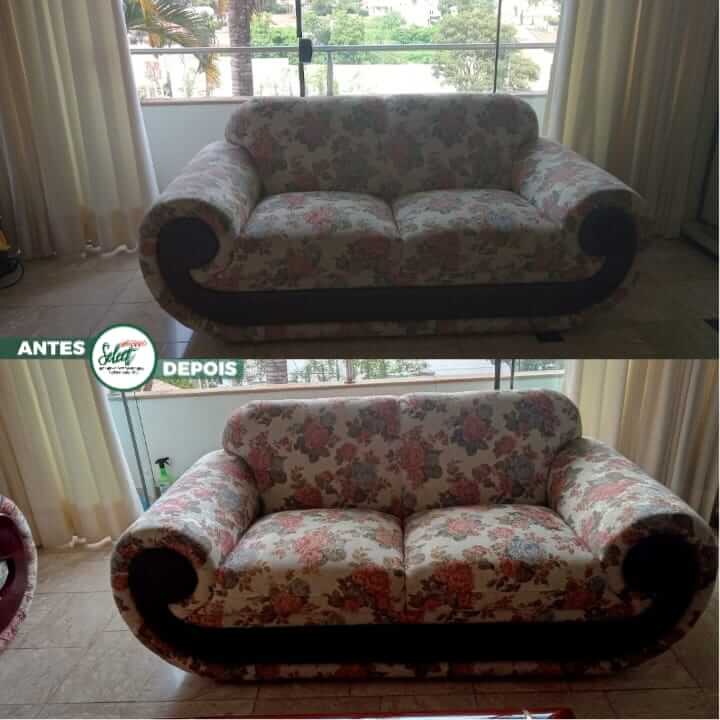 Foto antes e depois limpeza de sofá campinas