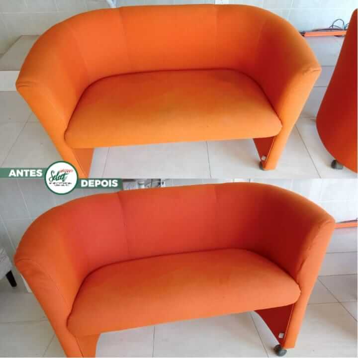 Foto antes e depois limpeza de sofá campinas